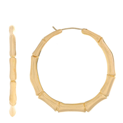 Gucci 18K Yellow Gold Bamboo Hoop Earrings 1 of 5