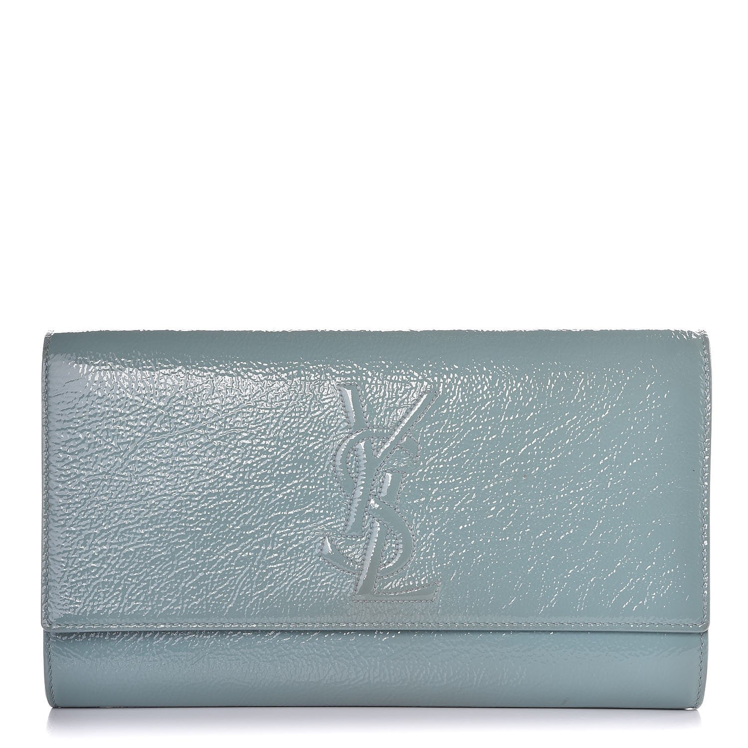 Saint Laurent Textured Patent Large Belle De Jour Clutch Light Blue 1 of 6