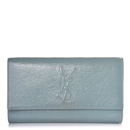 Saint Laurent Textured Patent Large Belle De Jour Clutch Light Blue 1 of 6