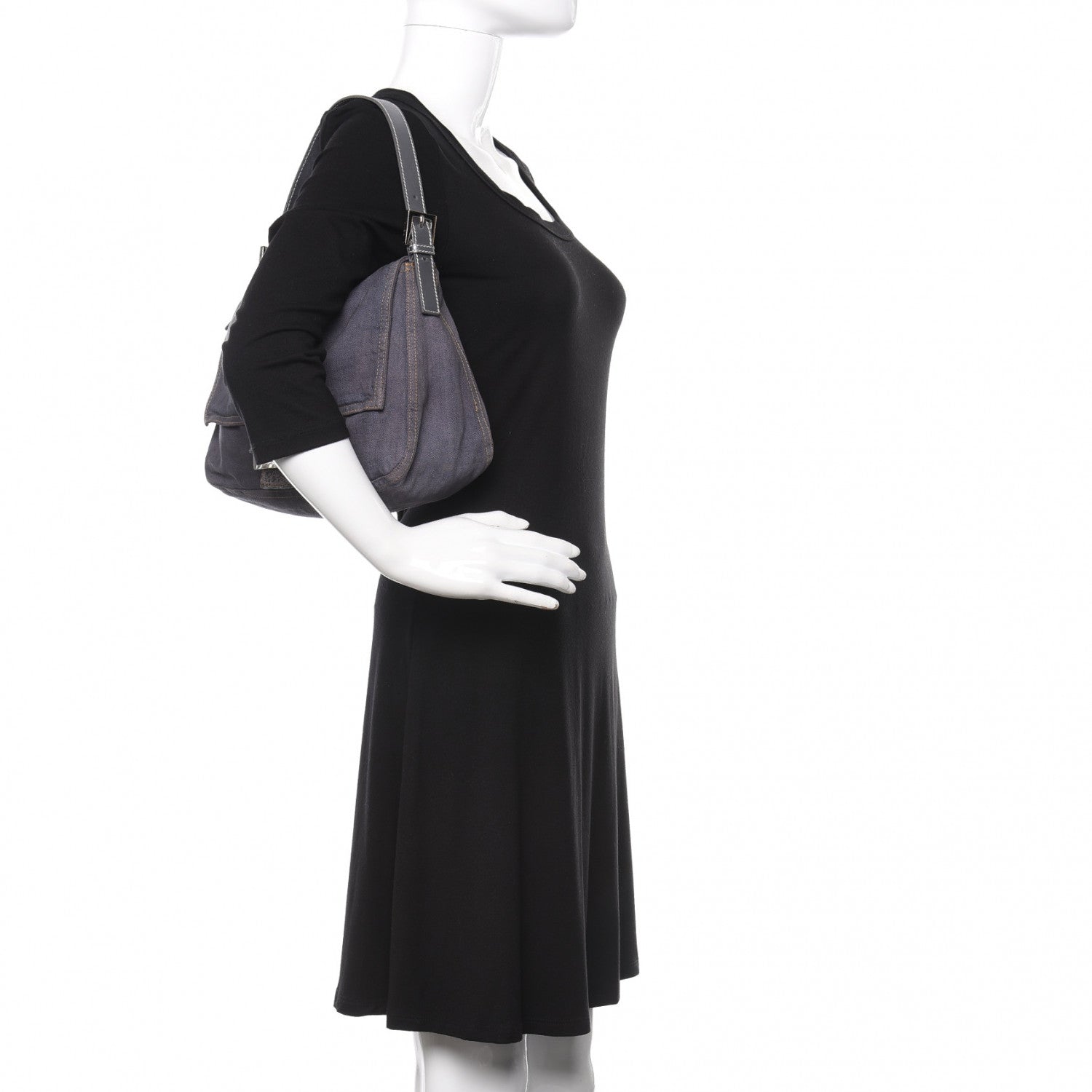 Fendi Denim Mama Baguette Blue 2 of 10