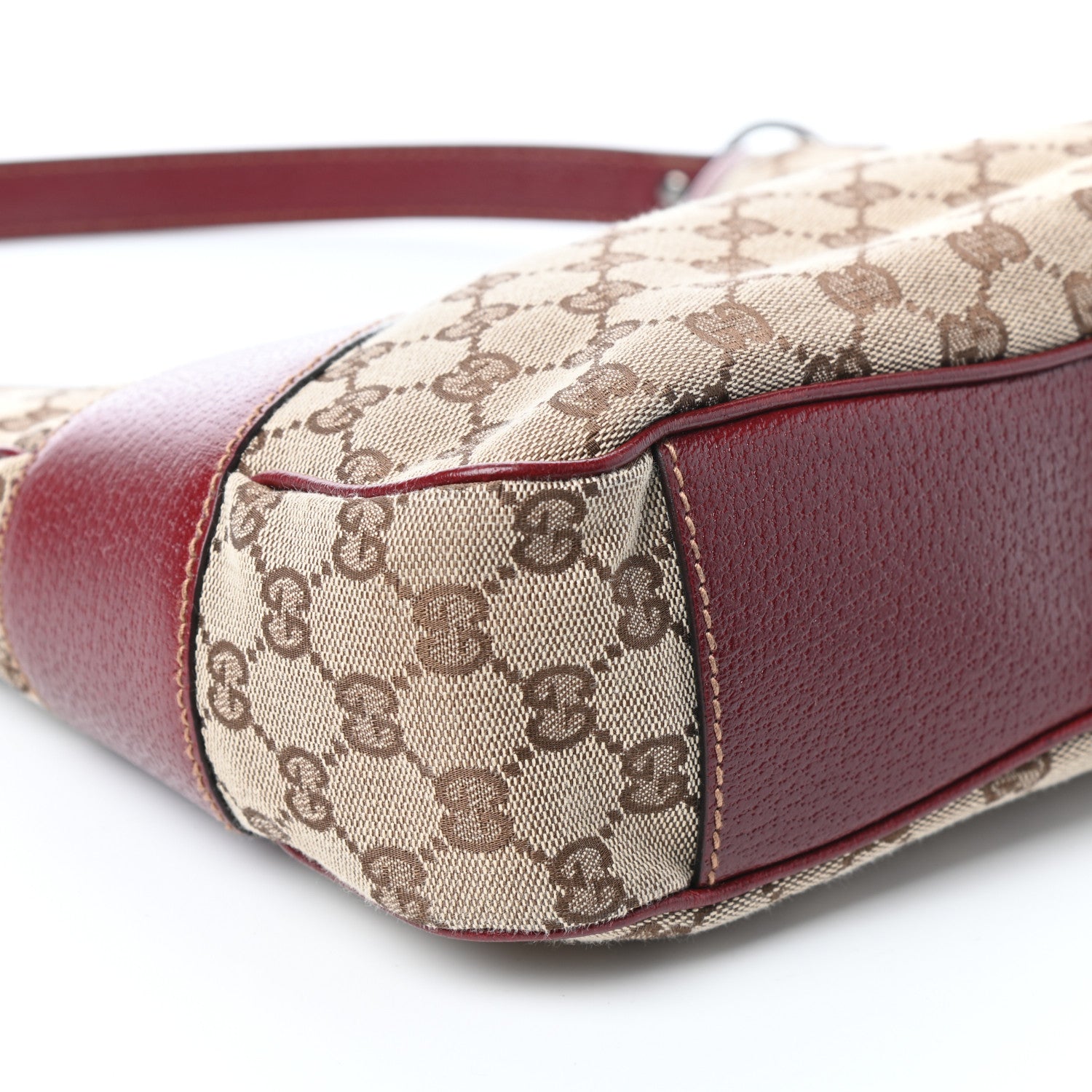 Gucci Monogram Calfskin Shoulder Bag Hobo Red 8 of 9