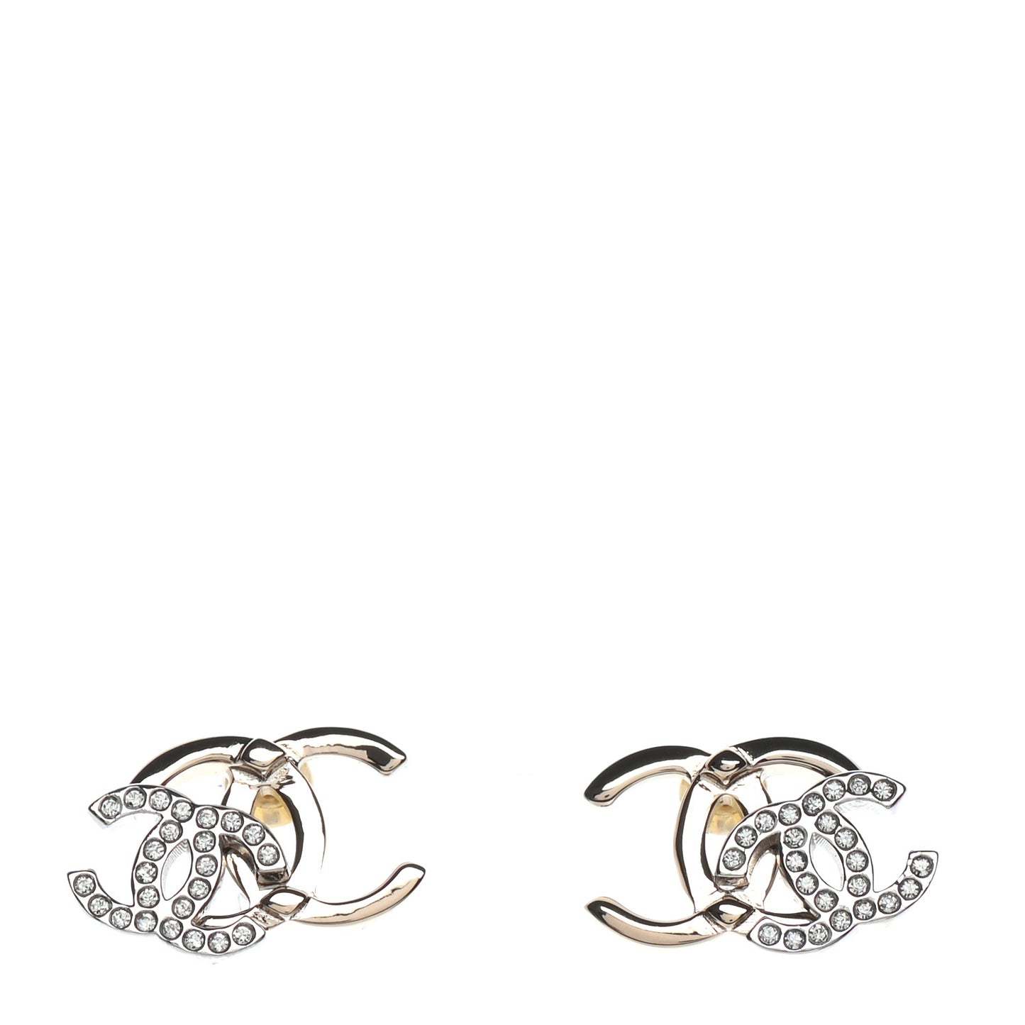 Crystal Double CC Earrings Gold Silver