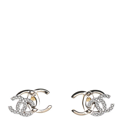 Chanel Crystal Double CC Earrings Gold Silver 1 of 4