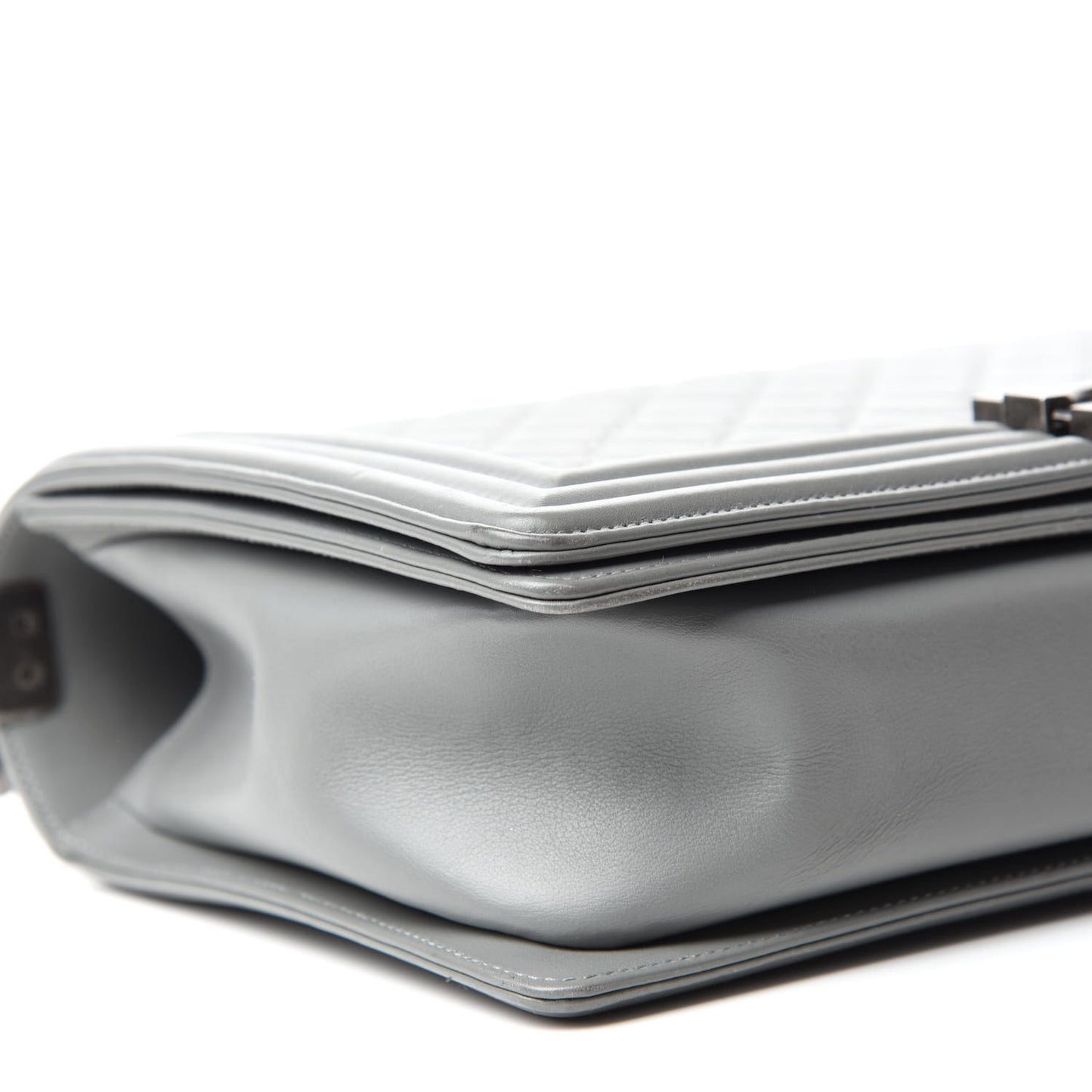 Calfskin Quilted New Medium Boy Flap Grey