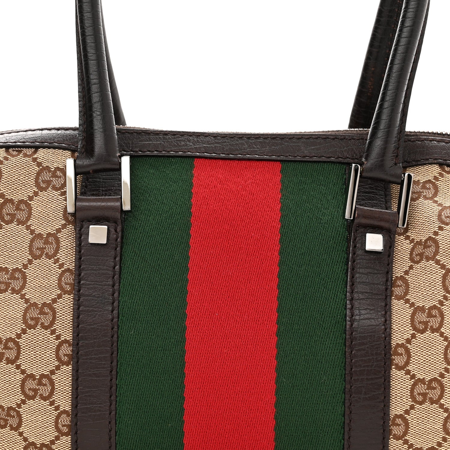 Gucci Monogram Vintage Web Mini Boston Dark Brown 7 of 9