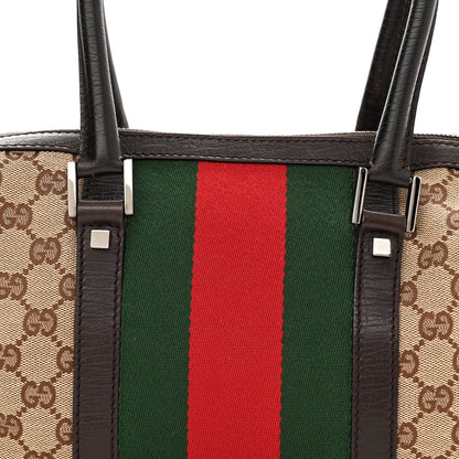 Gucci Monogram Vintage Web Mini Boston Dark Brown 7 of 9