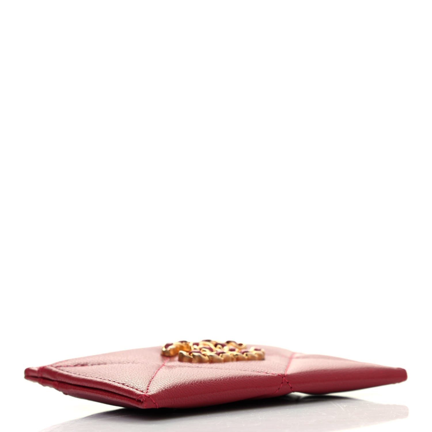 Chanel Goatskin Quilted Chanel 19 Card Holder Red 3 of 4