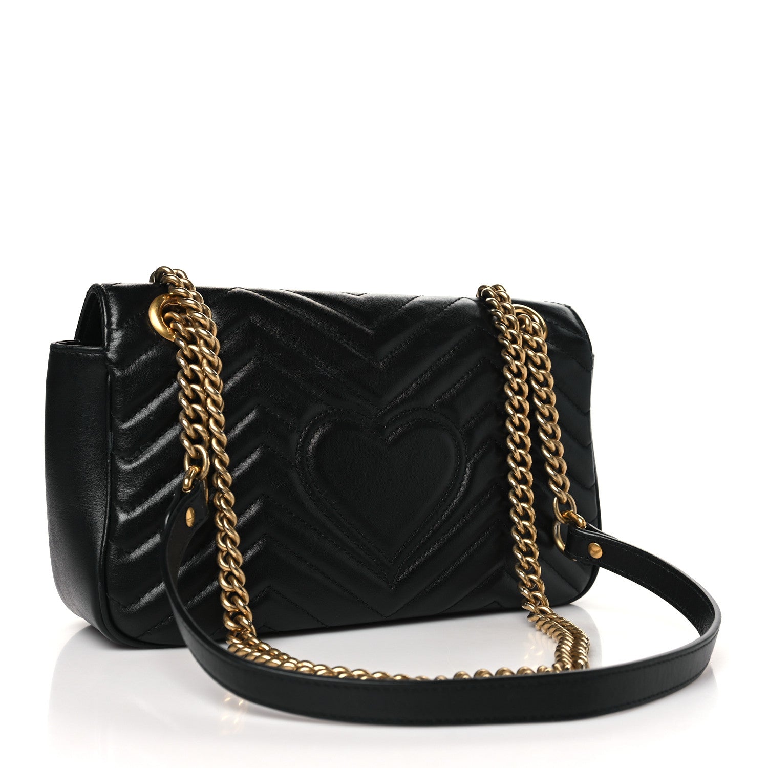 Gucci Calfskin Matelasse Small GG Marmont Shoulder Bag Black 3 of 10