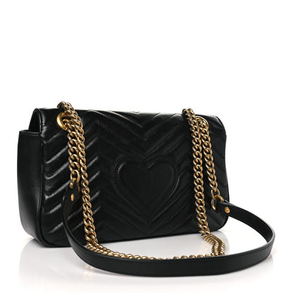 Gucci Calfskin Matelasse Small GG Marmont Shoulder Bag Black 3 of 10