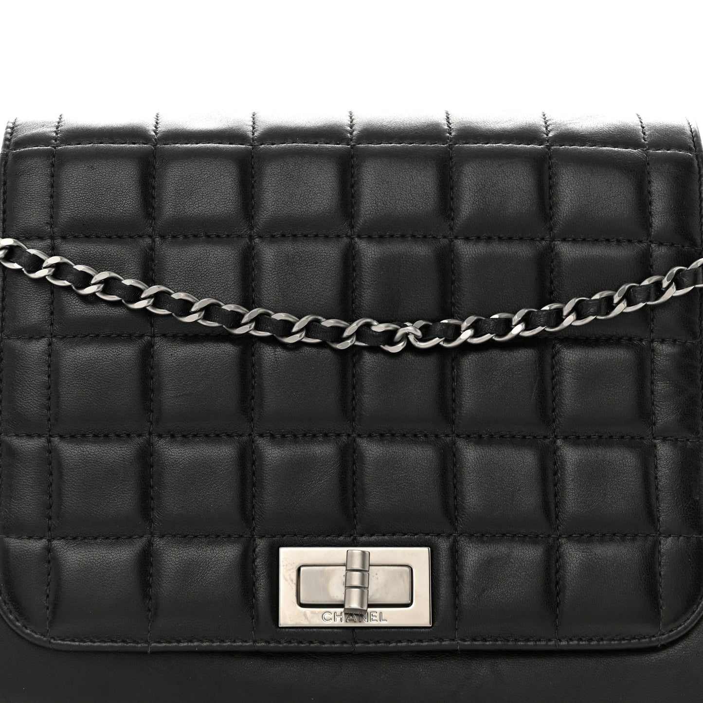 Lambskin Chocolate Bar Accordion Mademoiselle Flap Black