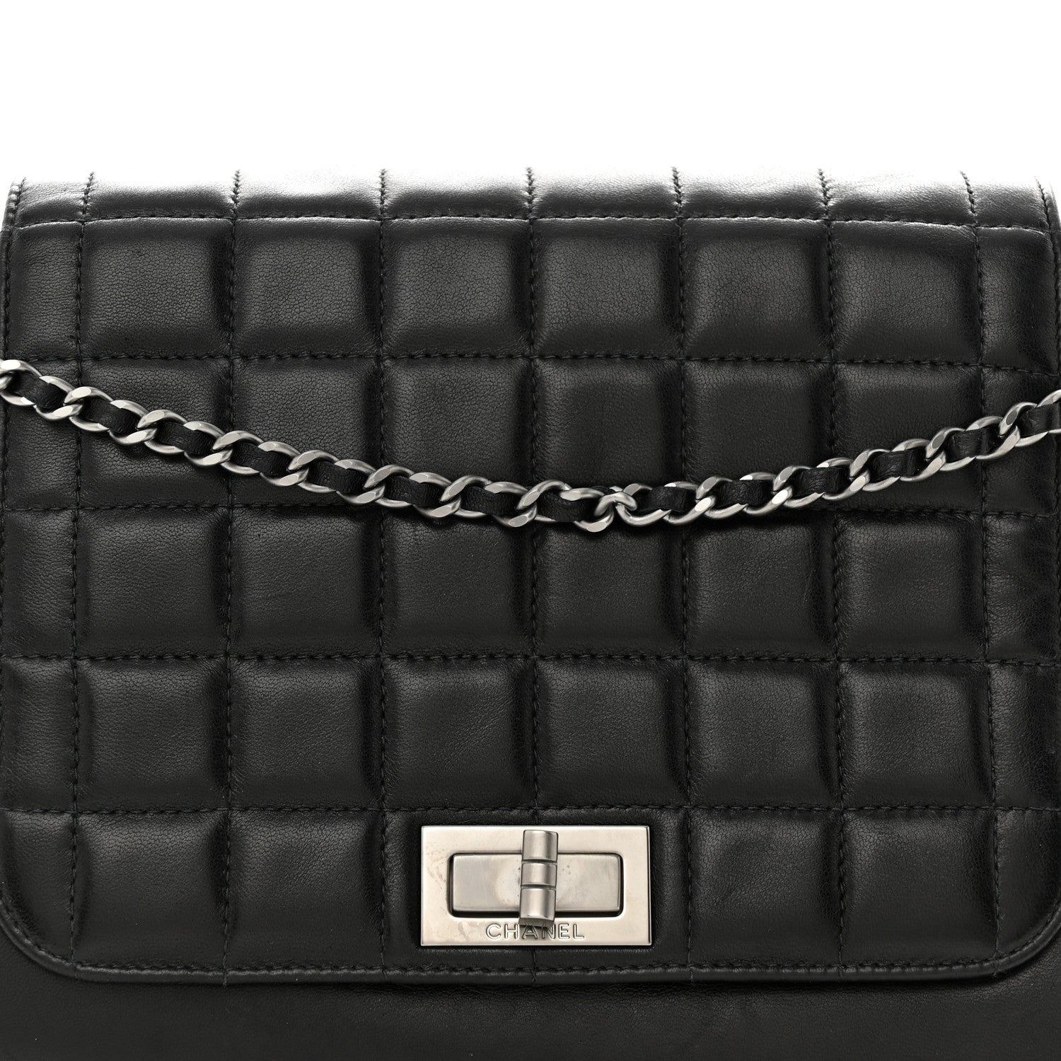 Chanel Lambskin Chocolate Bar Accordion Mademoiselle Flap Black 8 of 14