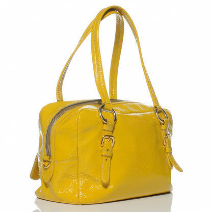 Prada Vernice Zippers Shoulder Bag Soleil 3 of 9