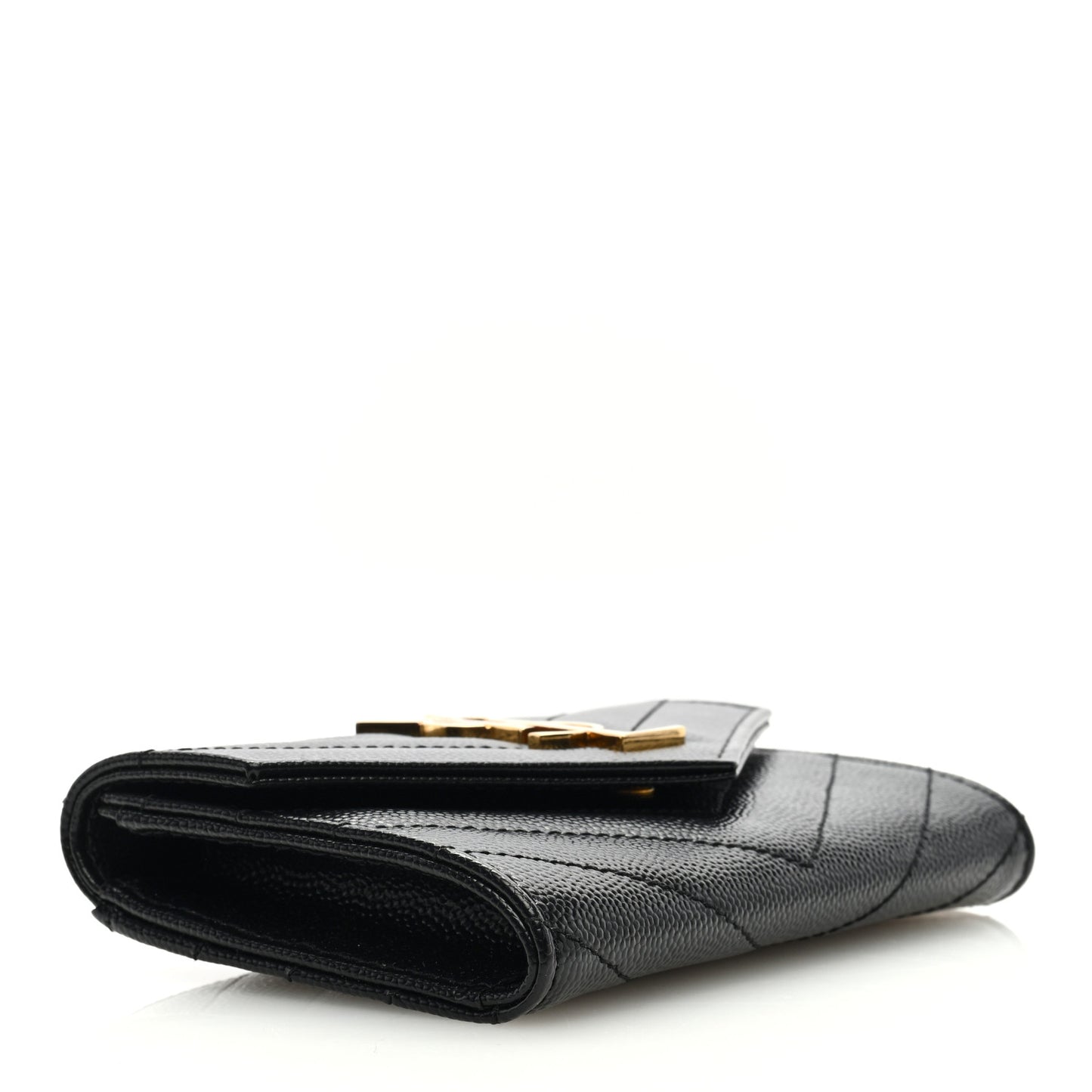 Grain De Poudre Matelasse Chevron Small Monogram Envelope Wallet Black