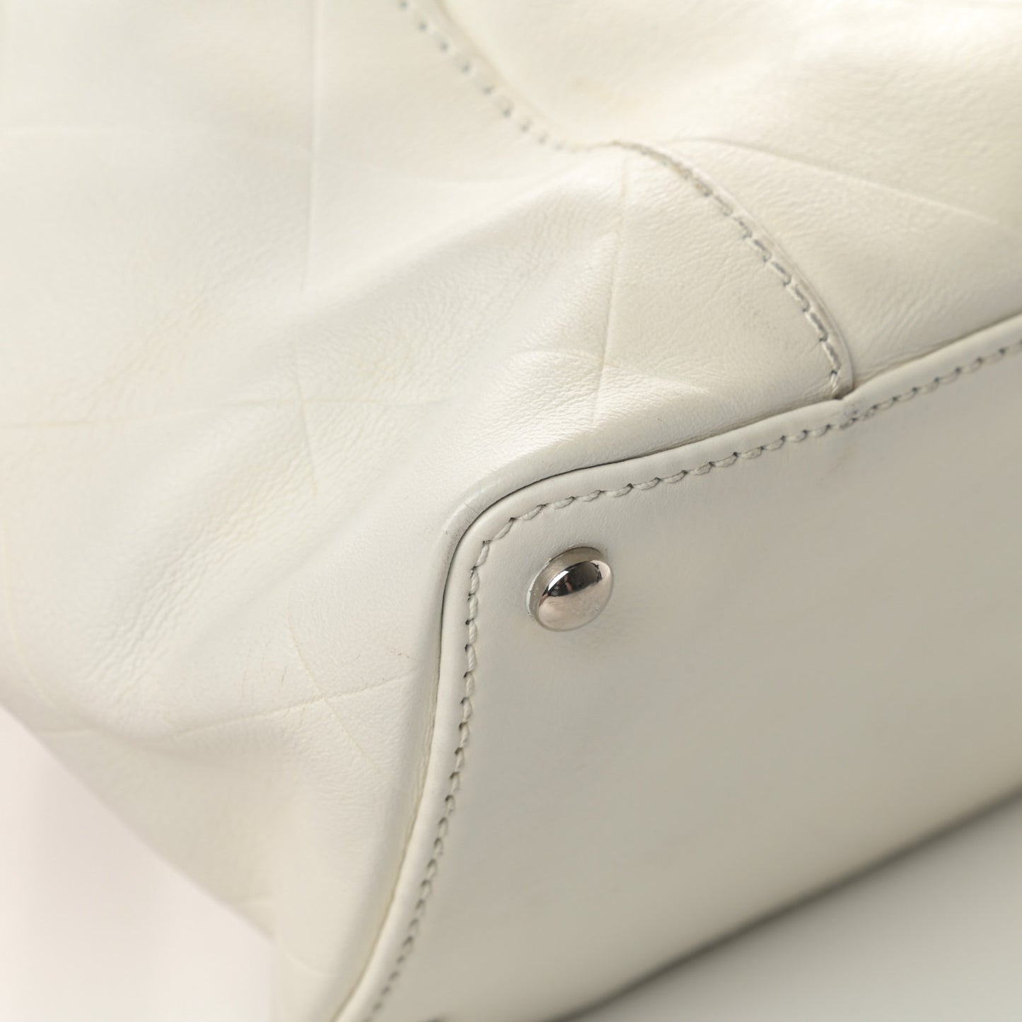 Calfskin CC Chevron All Day Long Tote White