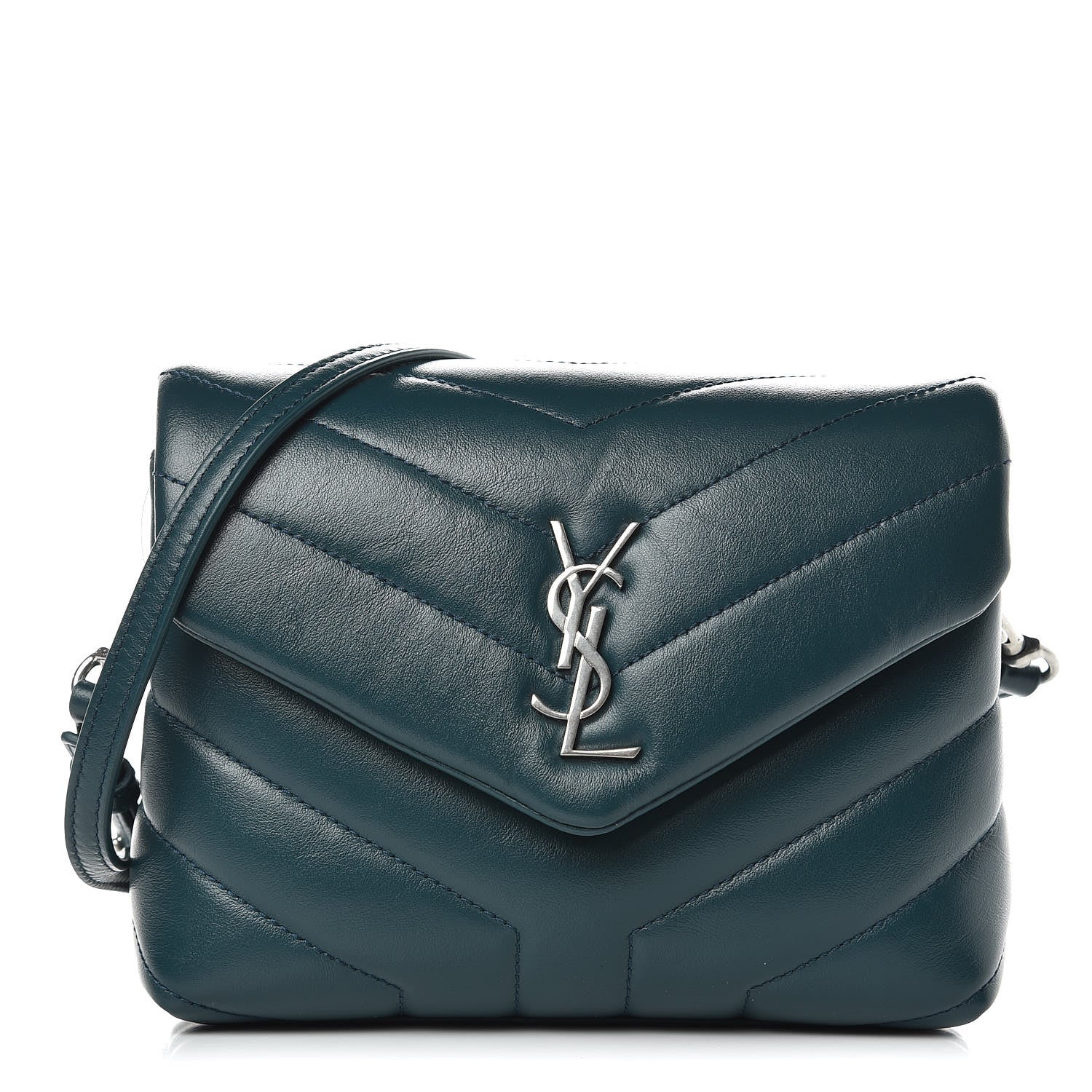 Saint Laurent Calfskin Y Quilted Monogram Toy Loulou Satchel Dark Turquoise 1 of 8
