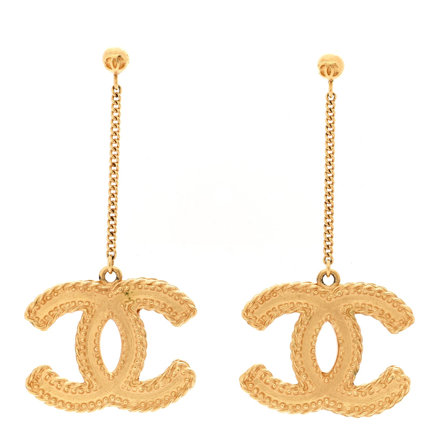Chanel CC Drop Earrings Matte Gold 1 of 5