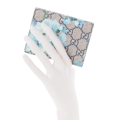 Gucci GG Supreme Monogram Blooms Card Case Beige Blue Navy Hibiscus Red 2 of 9