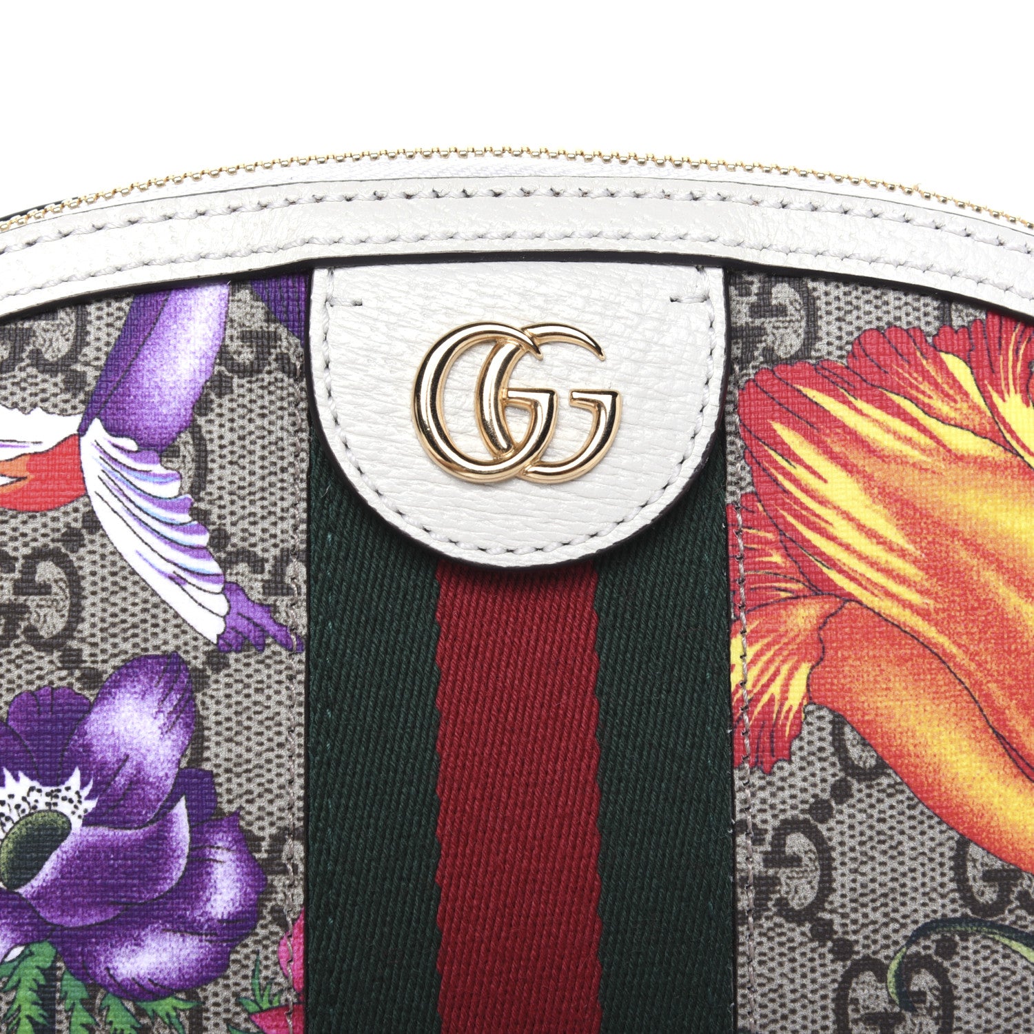Gucci GG Supreme Monogram Flora Web GG Small Ophidia Dome Shoulder Bag White 10 of 16