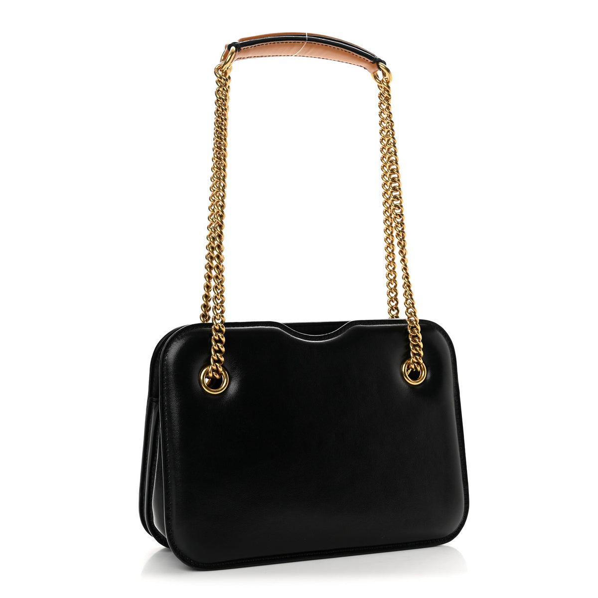 Fendi Vitello Glacier Karligraphy Pocket Shoulder Bag Black Gingerbread 3 of 10
