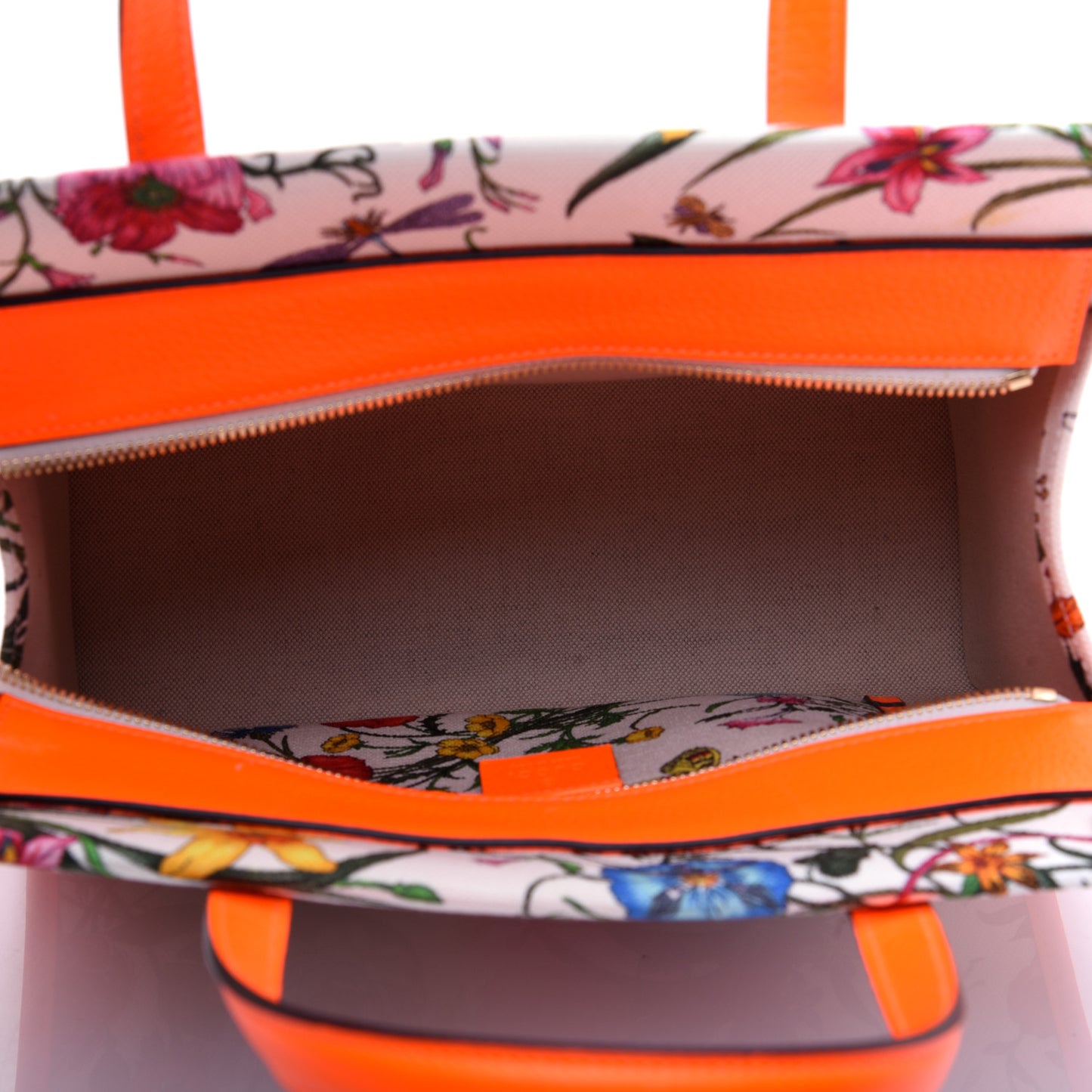 Canvas Medium Flora Tote White Multicolor Orange Fluo