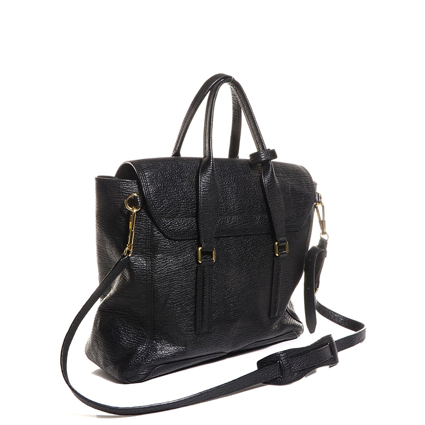 3.1 Leather Large Pashli Satchel Black