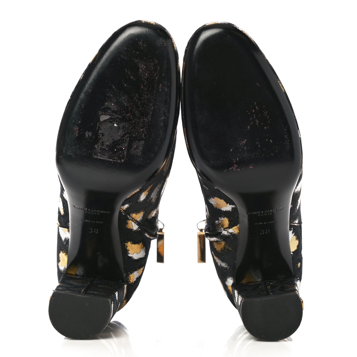 Saint Laurent Jacquard Leopard Loulou Ankle Boots 38 Oro 5 of 11