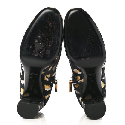 Saint Laurent Jacquard Leopard Loulou Ankle Boots 38 Oro 5 of 11