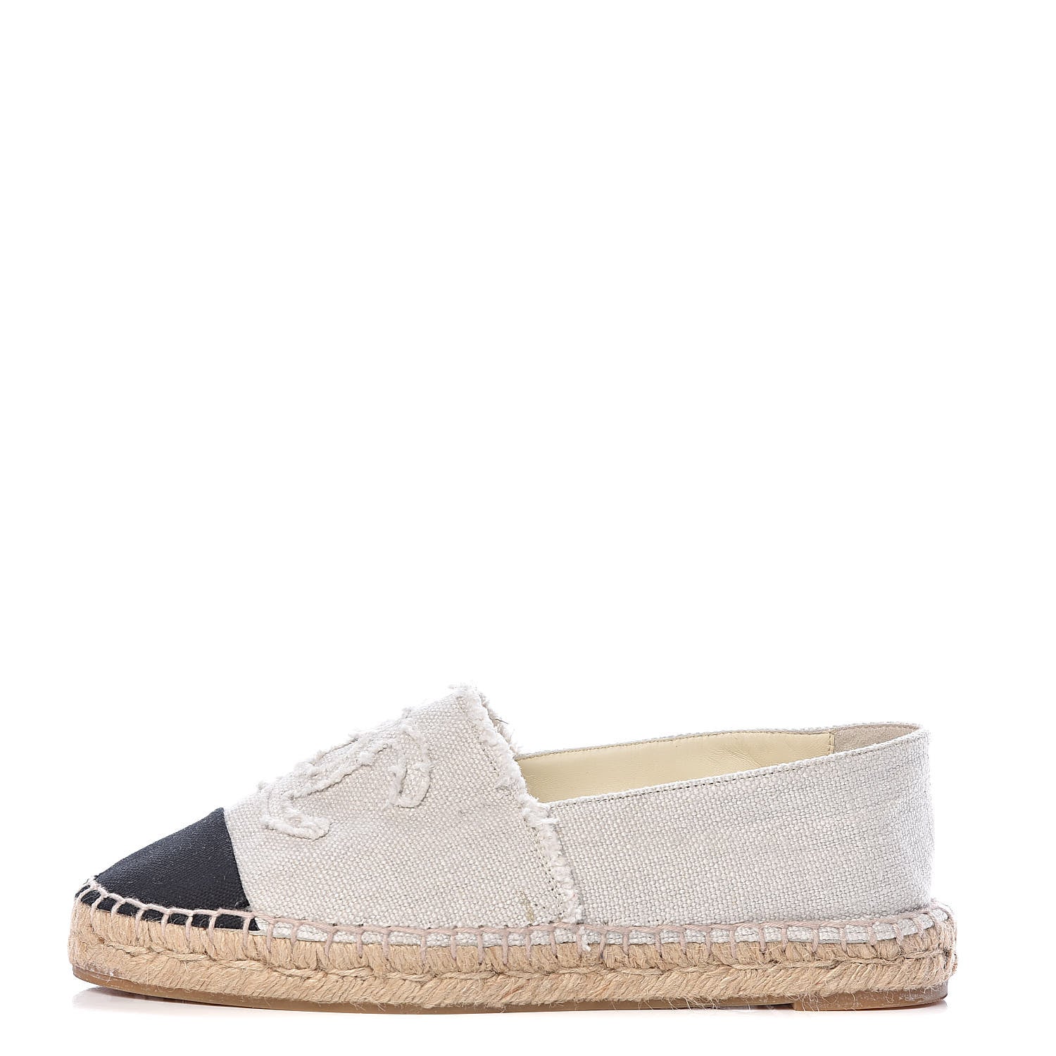 Chanel Linen CC Espadrilles 37 Beige Black 1 of 12