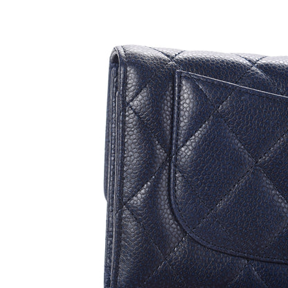 Chanel Metallic Caviar Quilted Reissue Long Flap Wallet Navy Blue 12 of 16