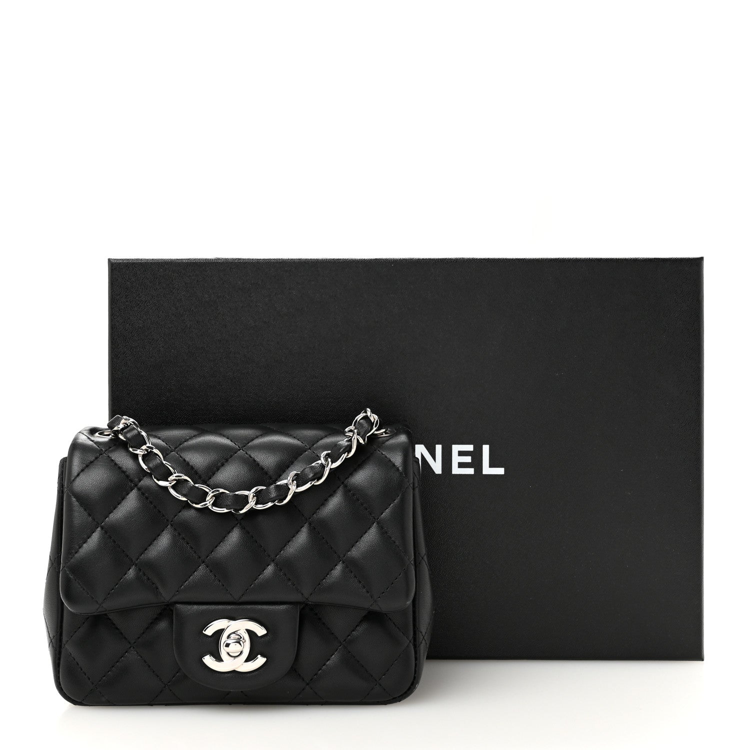 Chanel Lambskin Quilted Mini Square Flap Black 13 of 13