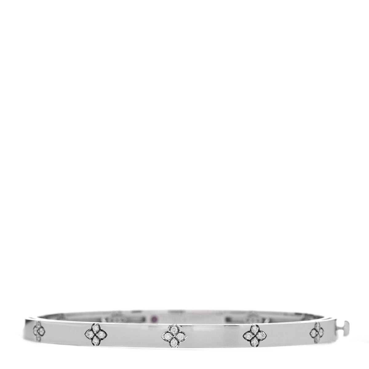Roberto Coin 18K White Gold Diamond Classic Love in Verona Pave Bangle Bracelet 1 of 5