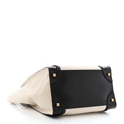 Celine Natural Canvas Smooth Calfskin Mini Luggage Cream 4 of 10