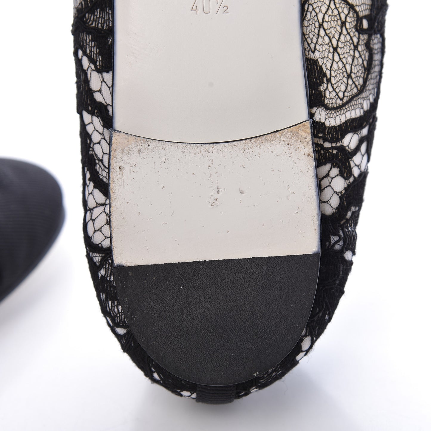 Lace Grosgrain Cap Toe CC Ballerina Flats 40.5 Black