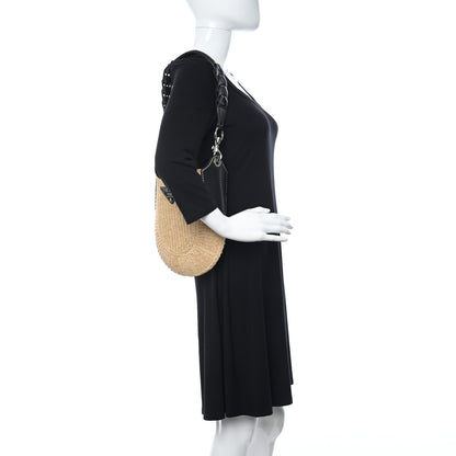 Prada Raffia Vitello Small Hobo Naturale Black 2 of 11