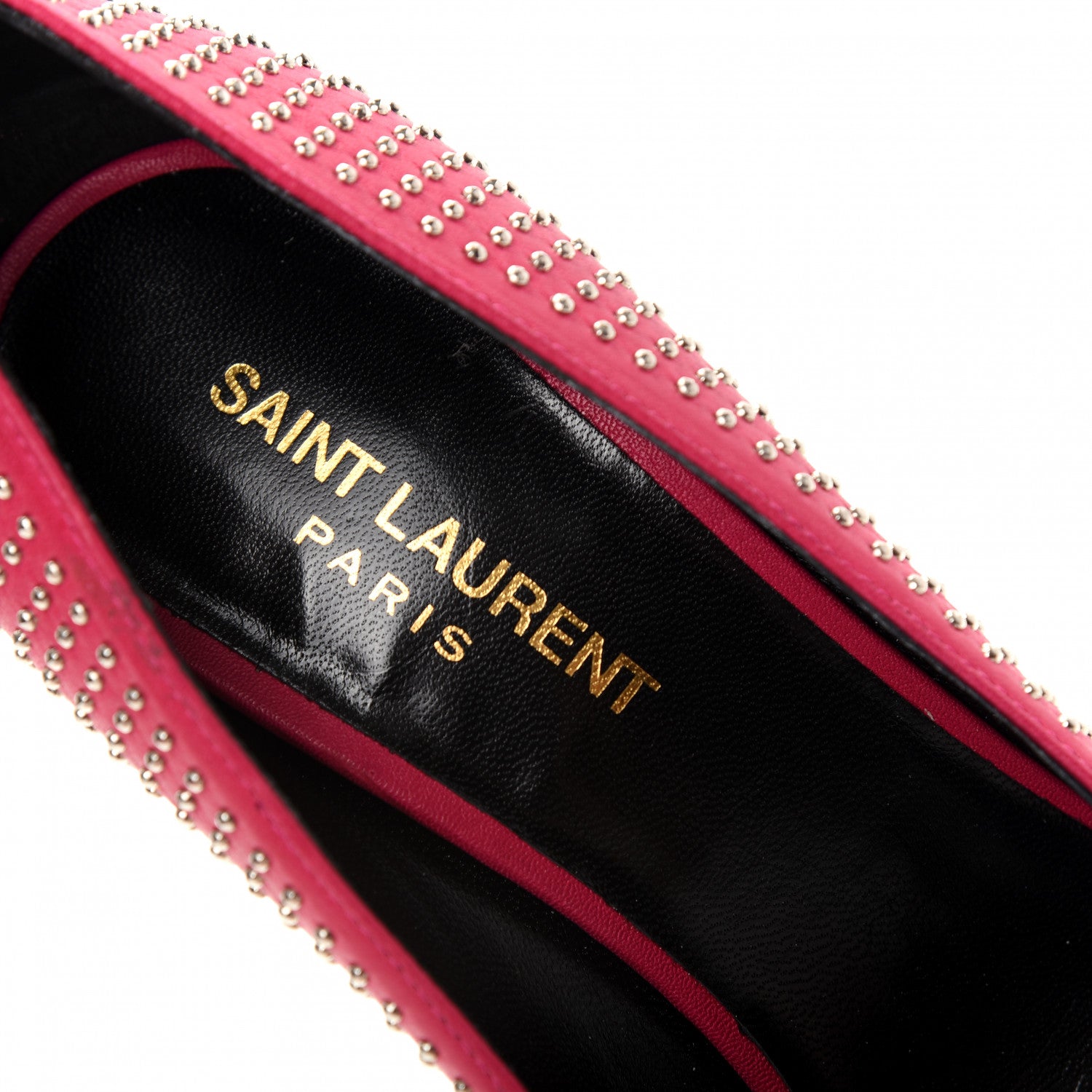 Saint Laurent Calfskin Micro Stud Paris 105 Pumps 38 Fuchsia 8 of 11