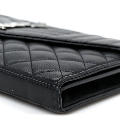 Saint Laurent Sheepskin Tri-Quilt Monogram Envelope Chain Wallet Black 9 of 9