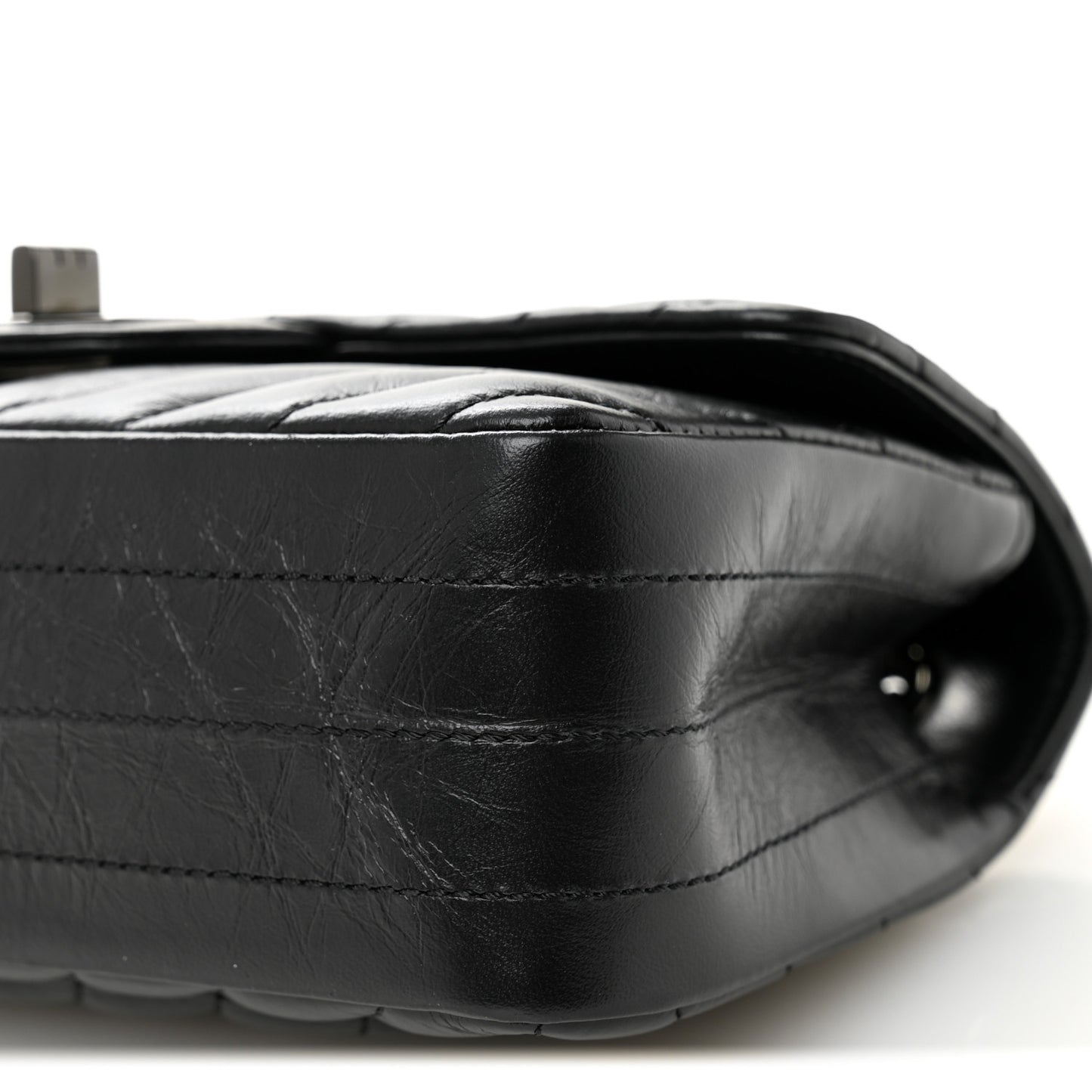Aged Calfskin Chevron Quilted 2.55 Reissue Mini Flap So Black