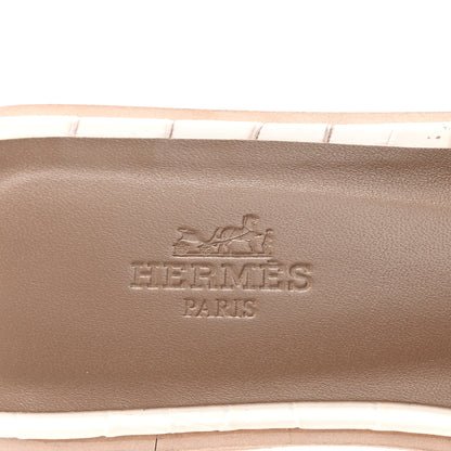 Hermes Matte Niloticus Crocodile Himalaya Oran Sandals 36 Blanc 6 of 9