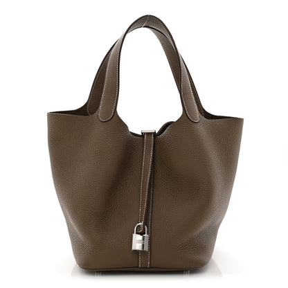 Hermes Taurillon Clemence Picotin Lock 22 MM Etoupe 1 of 10