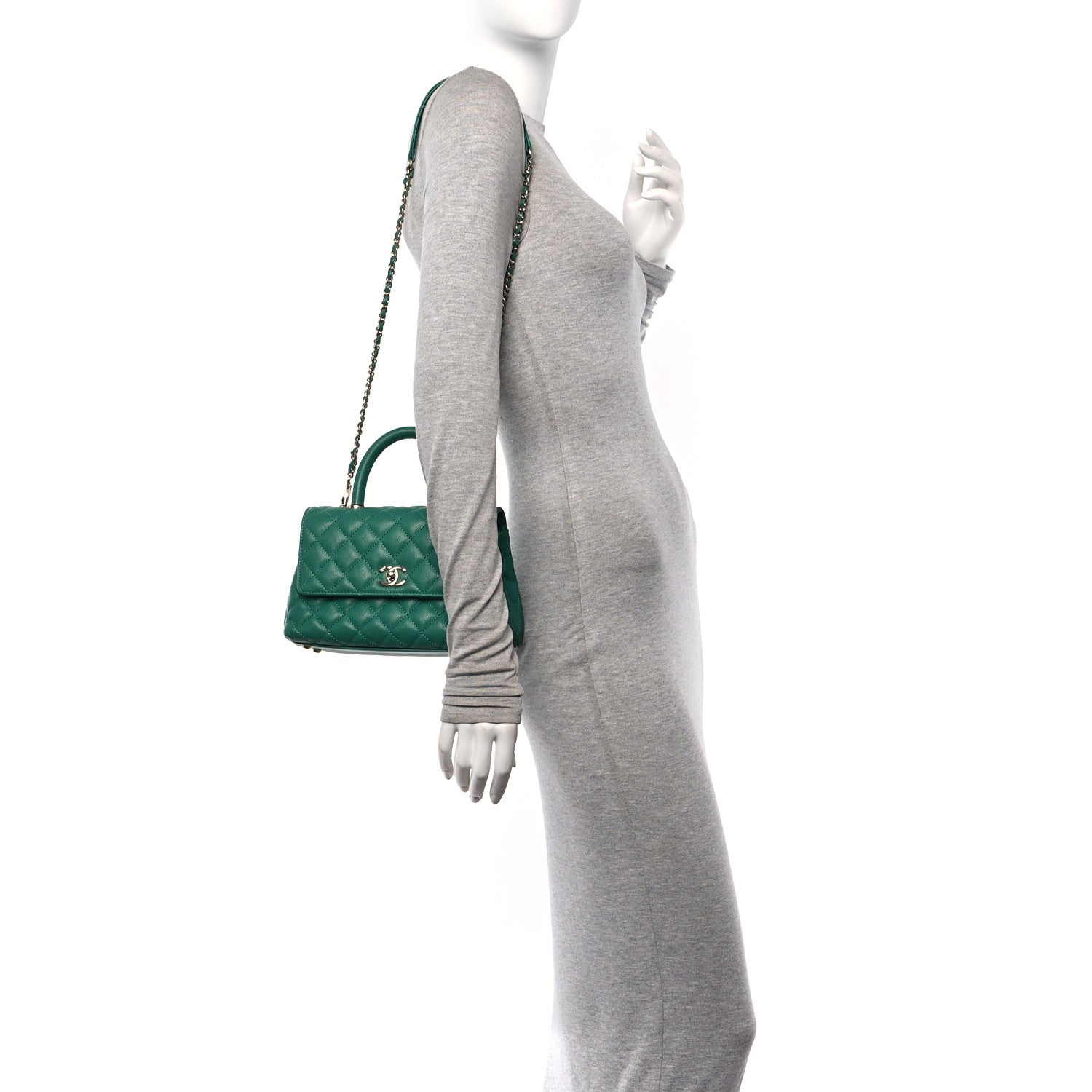 Chanel Caviar Quilted Mini Coco Handle Flap Green 2 of 10