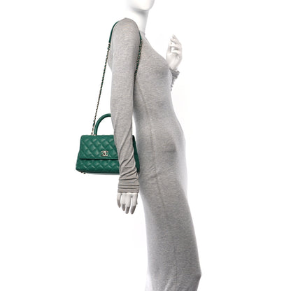 Chanel Caviar Quilted Mini Coco Handle Flap Green 2 of 10