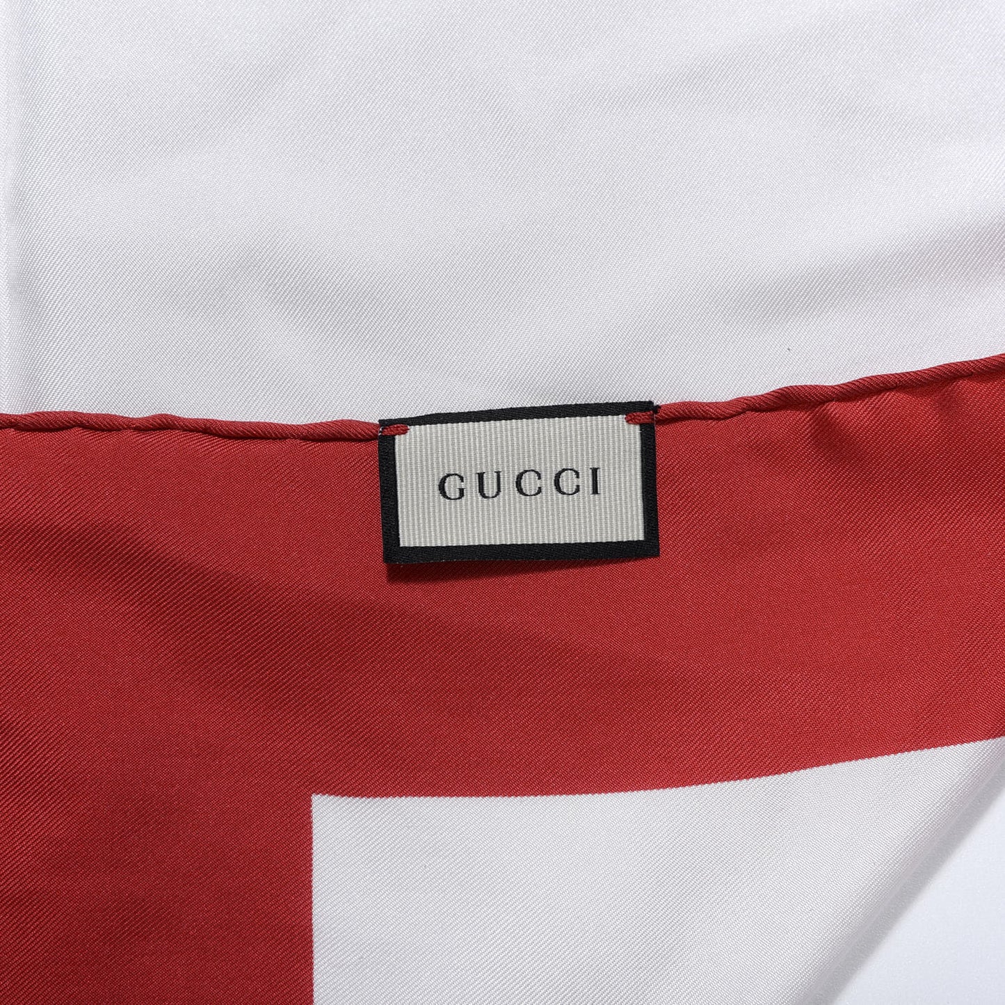 Silk Gucci World Square Scarf Ivory Red
