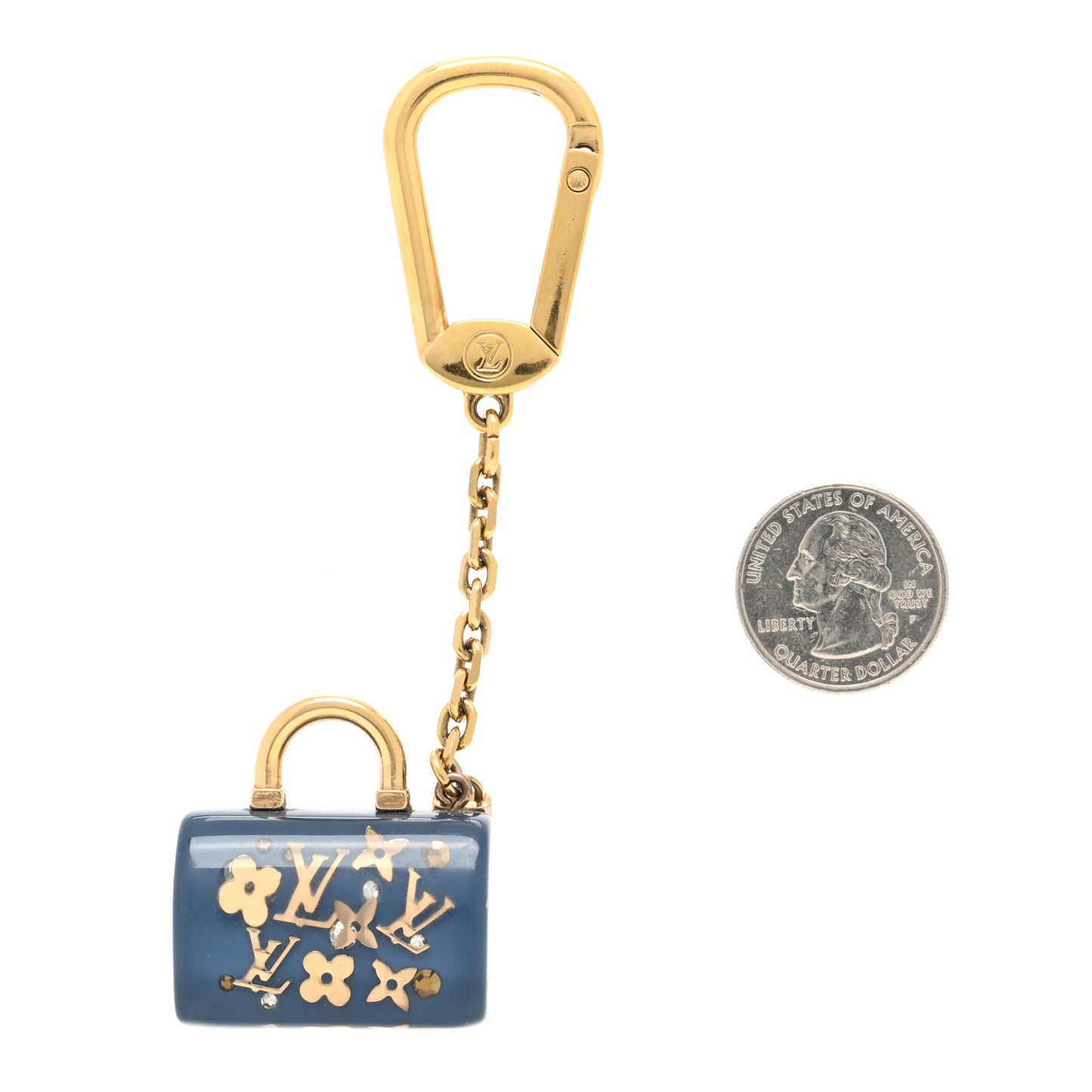 Resin Inclusion Speedy Bag Charm Key Chain Blue