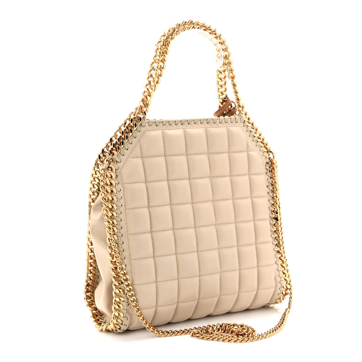 Vegan Leather Quilted Mini Falabella Tote Semolina
