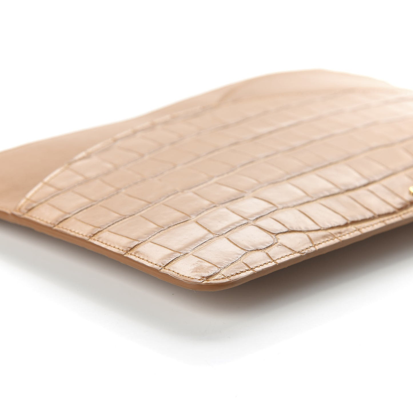 Crocodile Embossed Calfskin Walden iPad Clutch Bag Autumal Brown