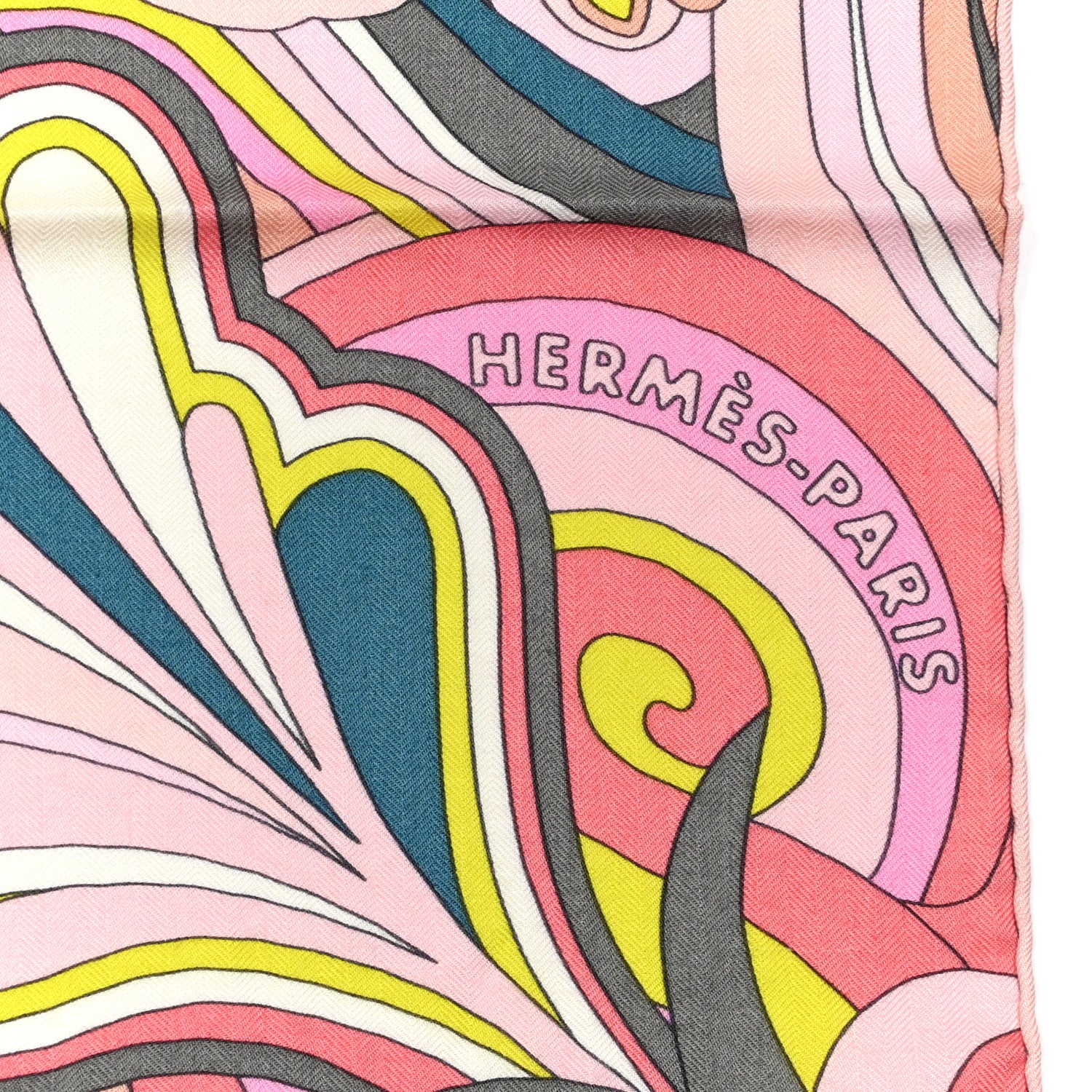 Hermes Cashmere Silk Faubourg Rainbow Shawl 140 Rose Jaune Vif Etoupe 2 of 7