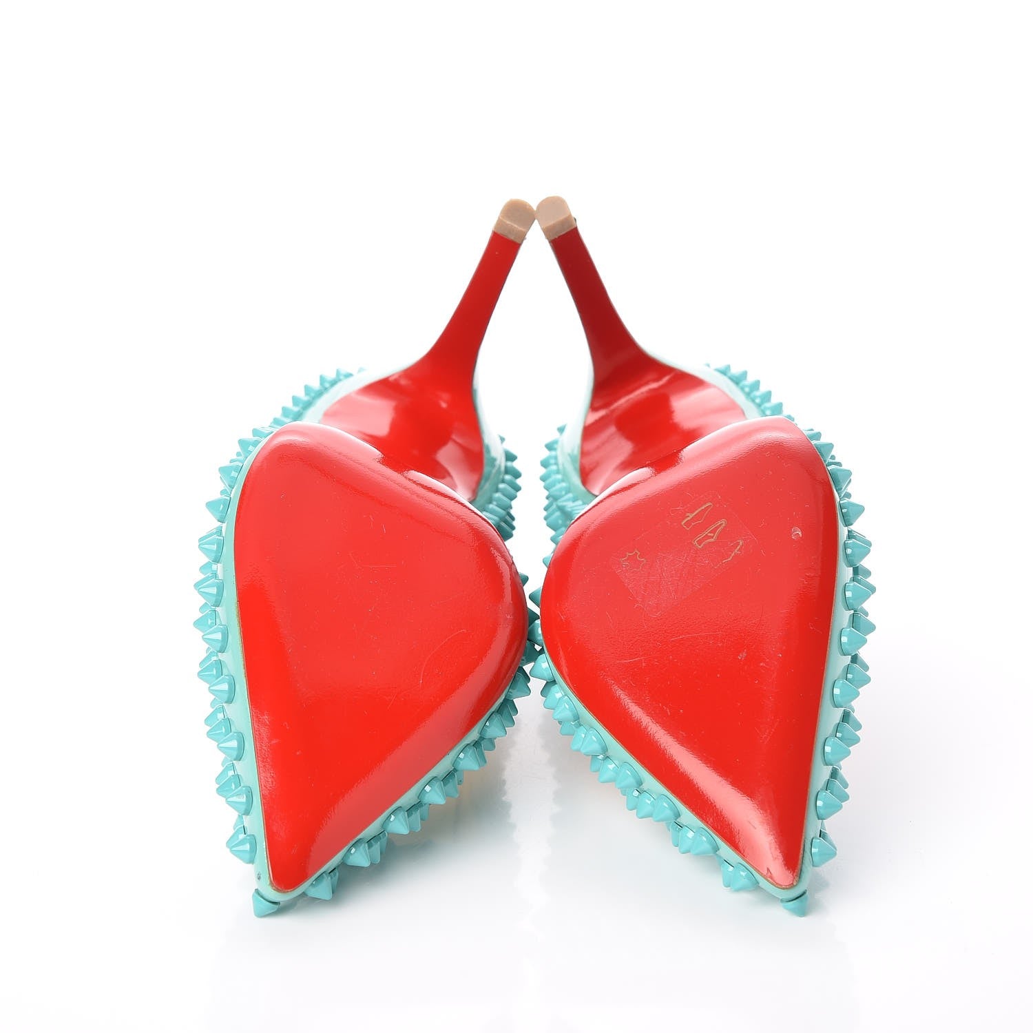 Christian Louboutin Patent Pigalle Spikes 100 Pumps 36 Turquoise 5 of 7