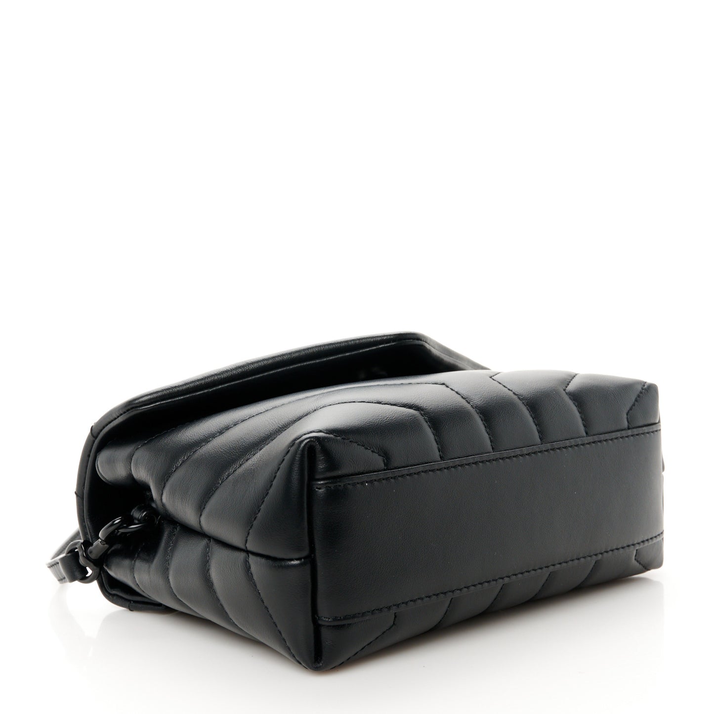 Calfskin Y Quilted Monogram Monochrome Toy Loulou Crossbody Bag Black