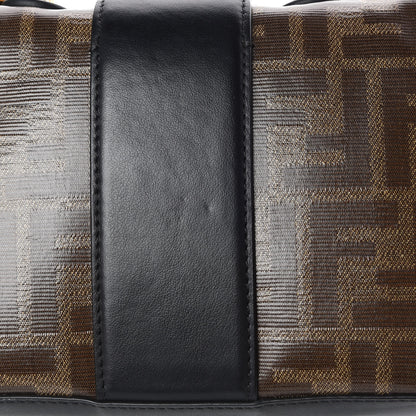 Fendi Glazed Fabric Vitello Century FF 1974 Stamp Patch Mini Double F Crossbody Bag Mogano Panna Black 10 of 11