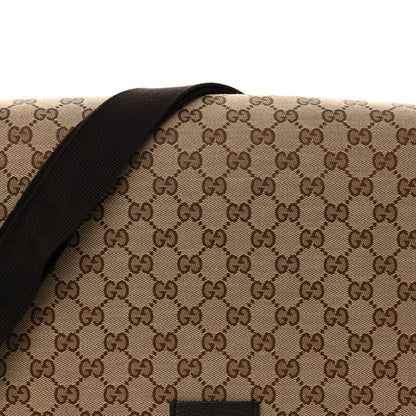 Gucci Monogram Large Flap Messenger Bag Beige Dark Brown 8 of 12